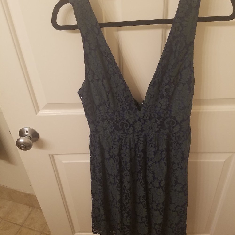 Lulu's Green and Navy Dress NWOT